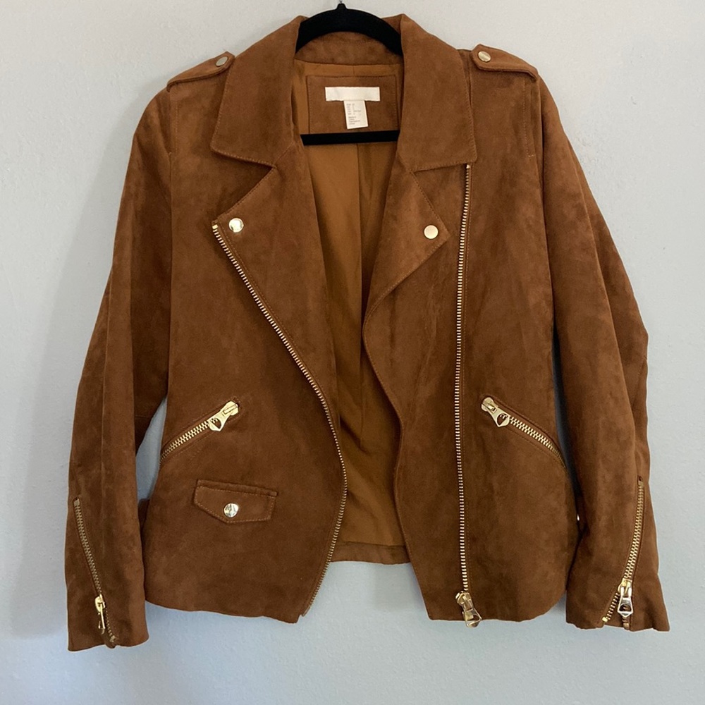 Women’s Brown Suede Jacket w/ Gold Zippers